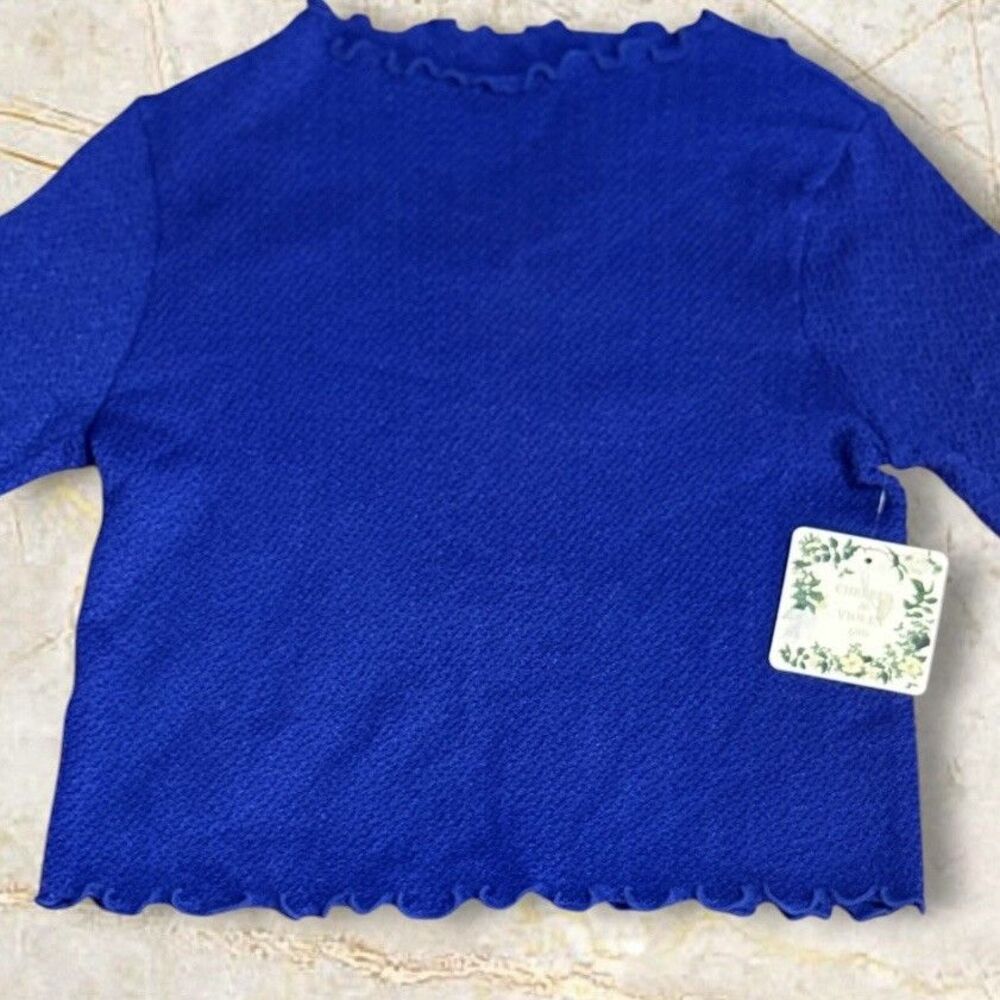 NWT Chelsea & Violet Girls L(12/14) XL(16) Cobalt Blue Mock Neck Cropped Top